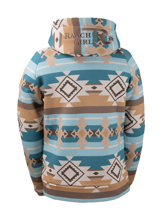 Ranch Girls Hoodet Sweat Jacket "Shirley" aztec/teal