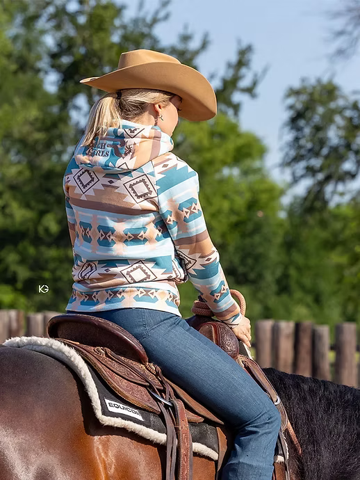 Ranch Girls Hoodet Sweat Jacket "Shirley" aztec/teal