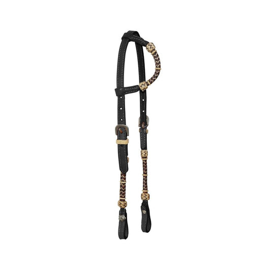 Einohrzaum mit Flechtung dark oil