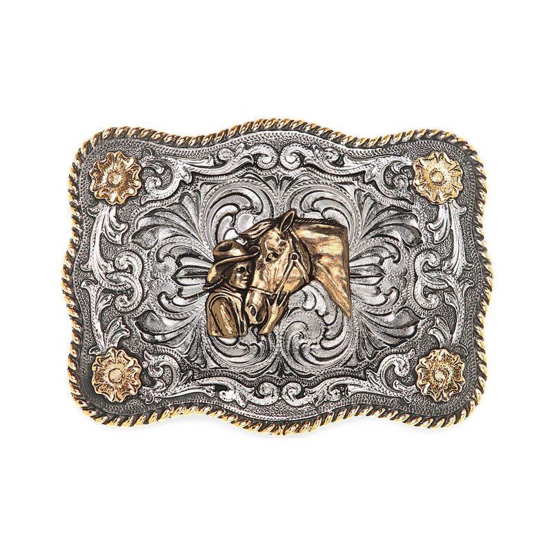 Buckle Pferdekopf mit Cowboy