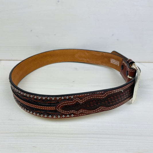 Gürtel "Hermes" Dark Brown Silver Dots