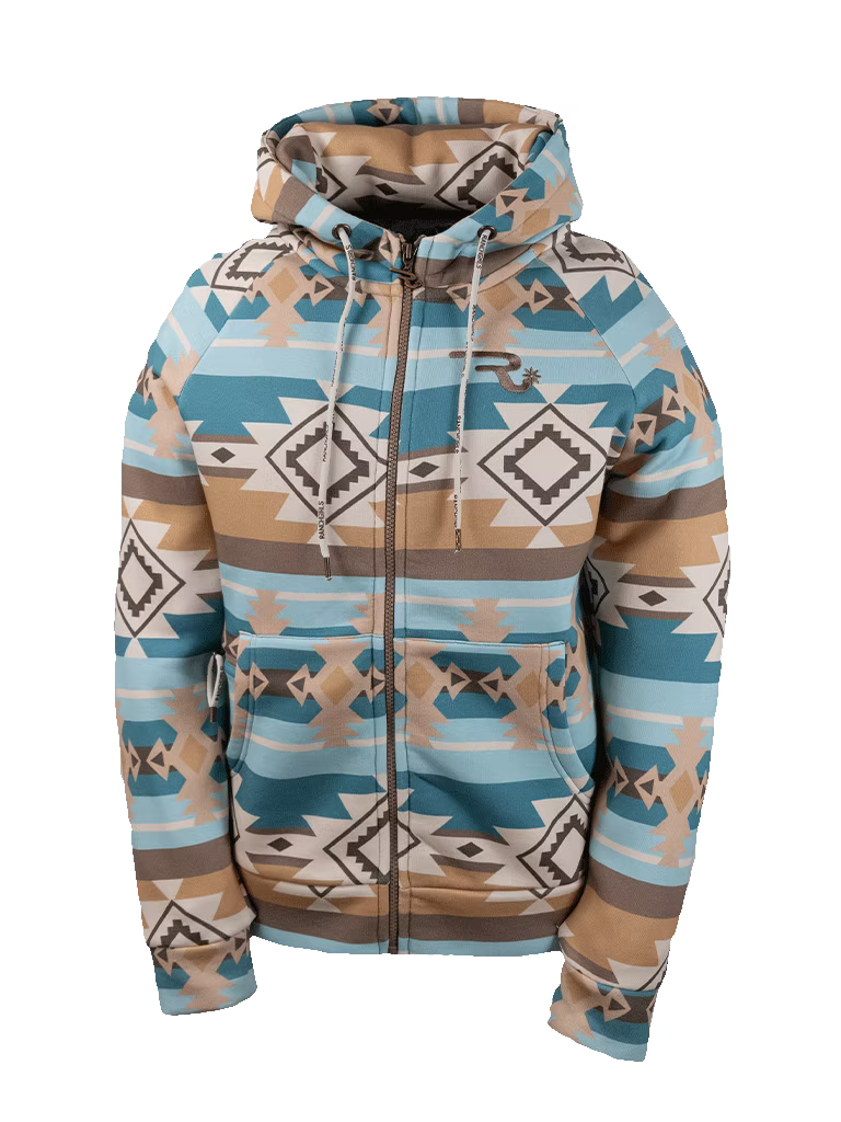 Ranch Girls Hoodet Sweat Jacket "Shirley" aztec/teal