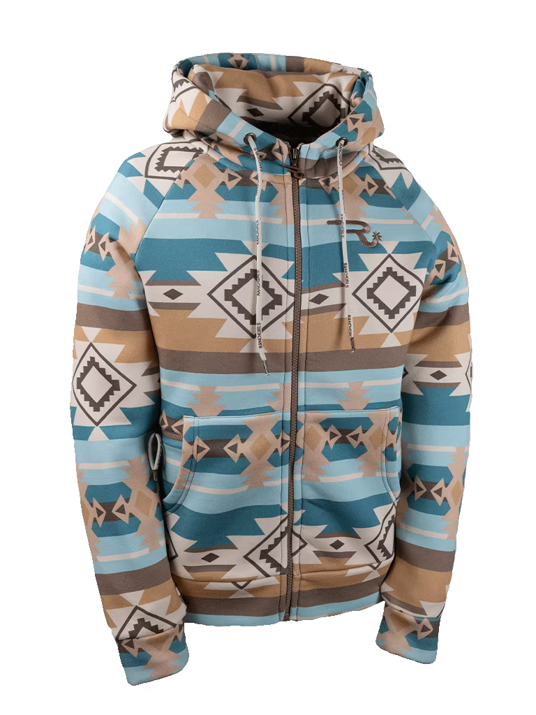 Ranch Girls Hoodet Sweat Jacket "Shirley" aztec/teal